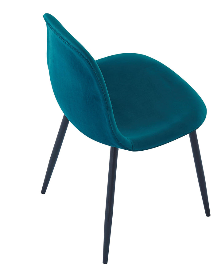 Lot de 4 chaises en métal et velours bleu canard