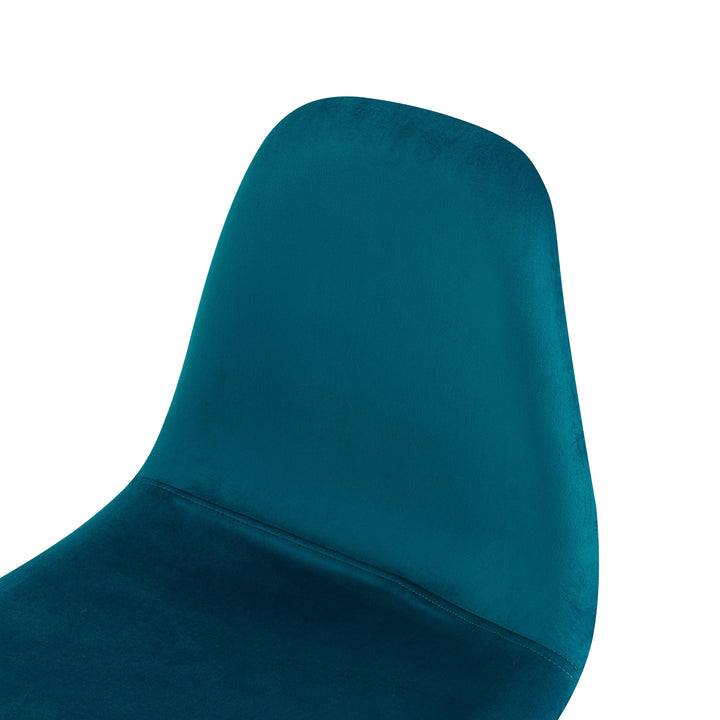 Lot de 4 chaises en métal et velours bleu canard