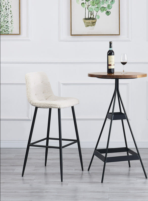 BJORN Set of 2 Metal and White Bouclé Bar Stools