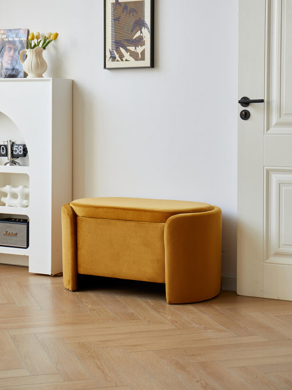 MOSS Mustard Yellow Velvet Storage Bench