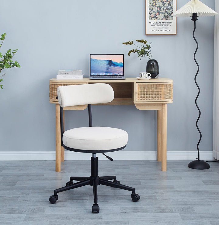 Chaise de bureau réglable en velours beige