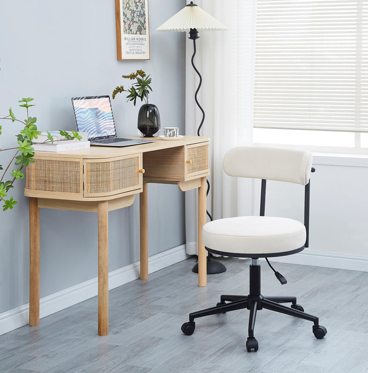 Chaise de bureau réglable en velours beige