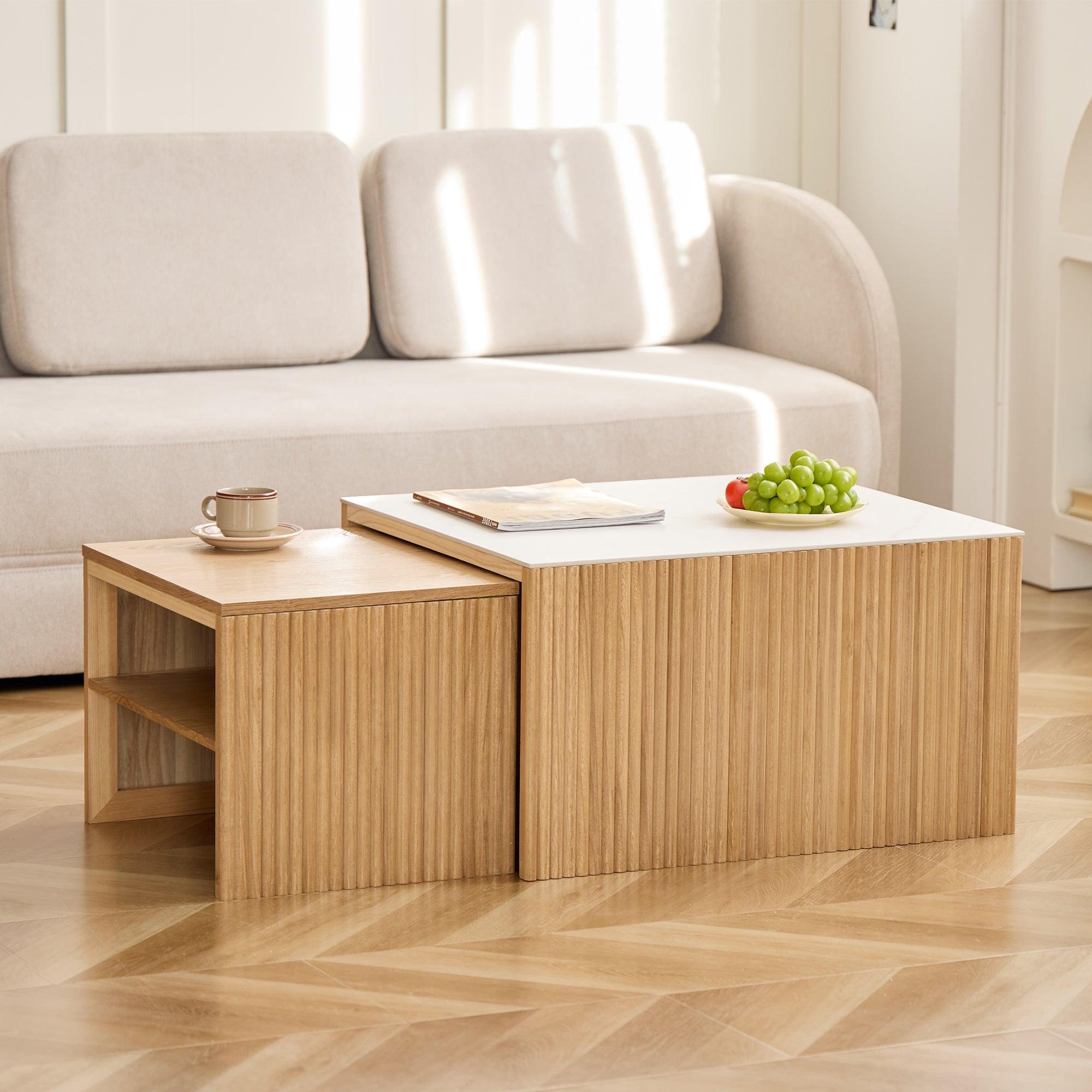 TROMSO Set of 2 Solid Wood Coffee Tables – Nordlys USA