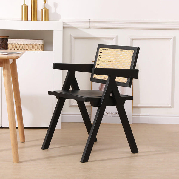 MADEIRA Black Wood and Cane Chair