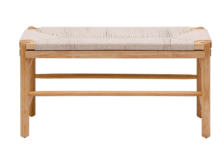 Banc avec rangement en bois massif et corde