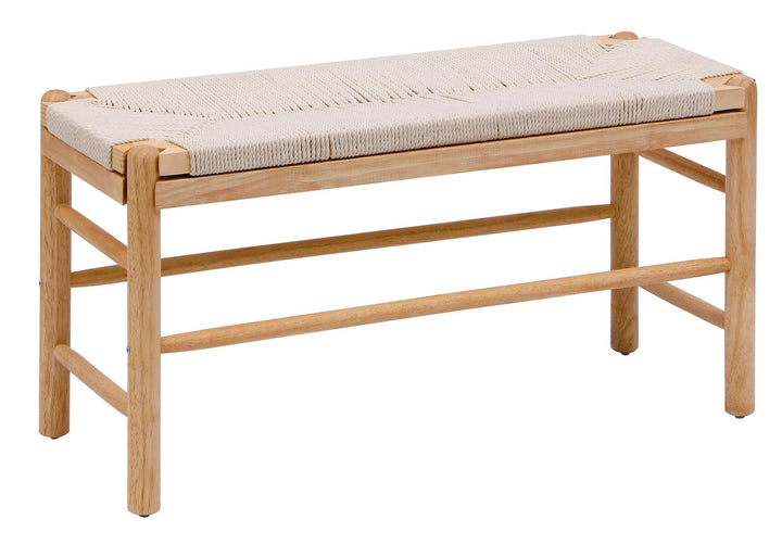 Banc avec rangement en bois massif et corde