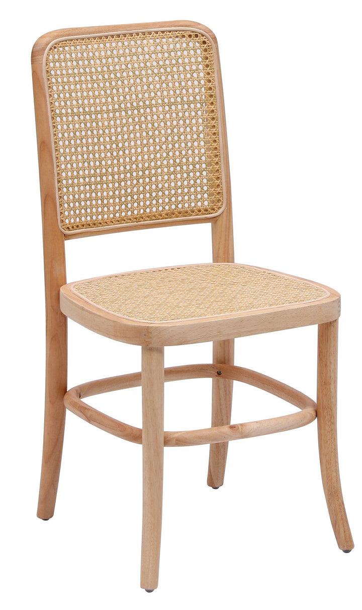 Lot de 2 chaises en bois massif et rotin naturel