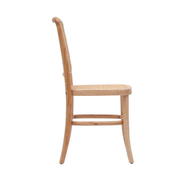 Lot de 2 chaises en bois massif et rotin naturel