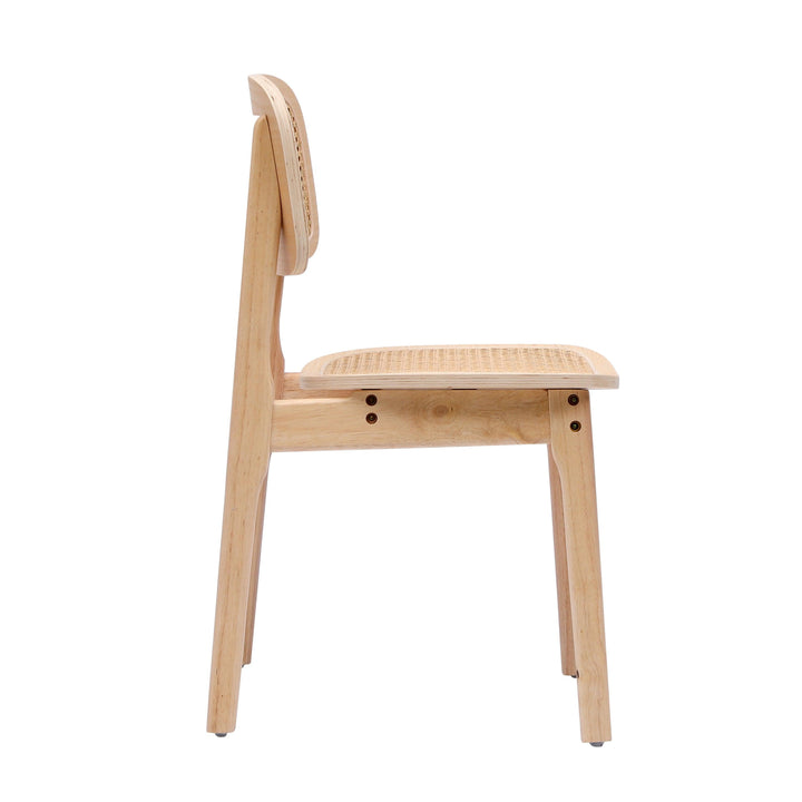 Lot de 2 chaises en bois massif et rotin naturel