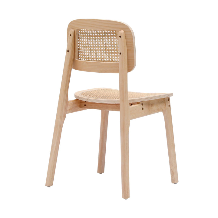 Lot de 2 chaises en bois massif et rotin naturel