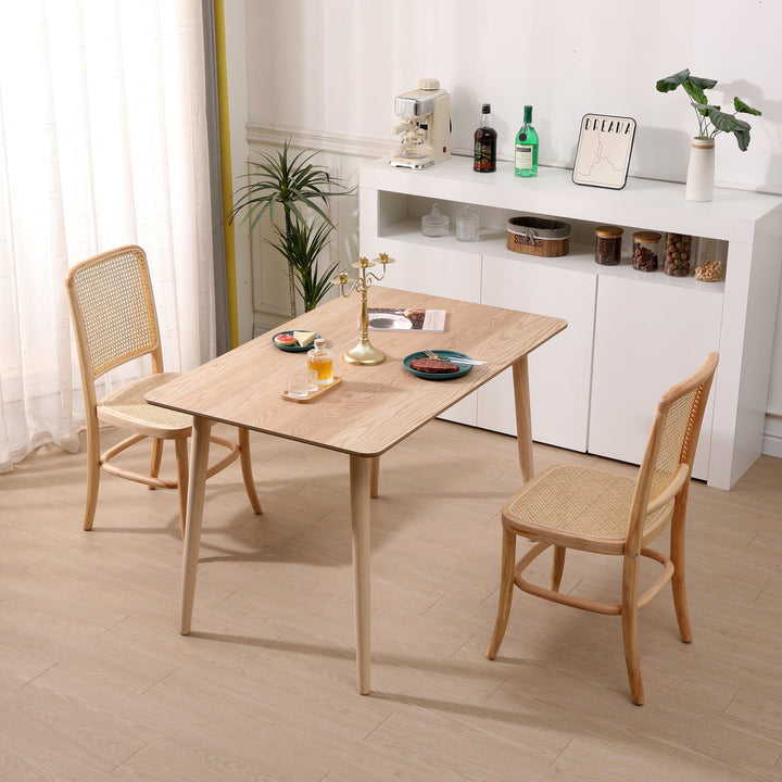 Lot de 2 chaises en bois massif et rotin naturel