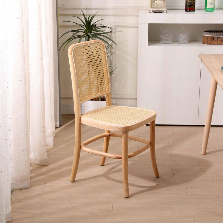 Lot de 2 chaises en bois massif et rotin naturel