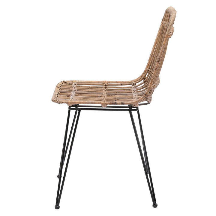 Lot de 2 chaises en métal et rotin naturel