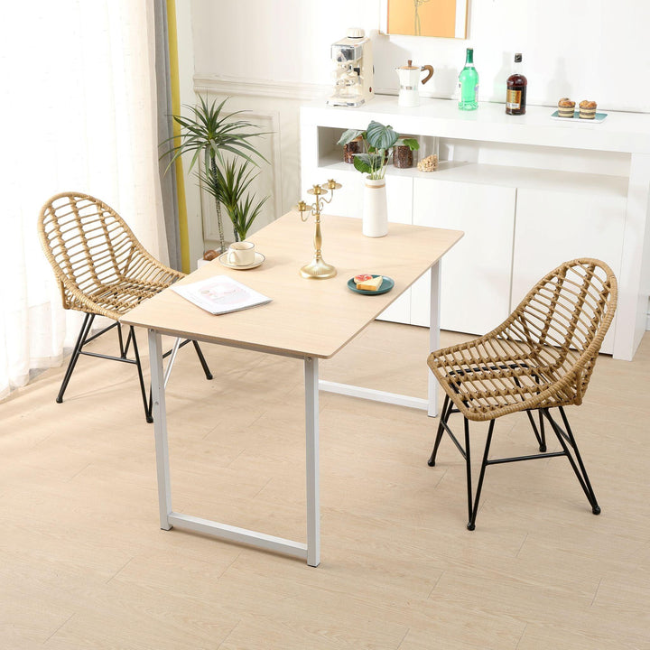 Lot de 4 chaises en métal et rotin