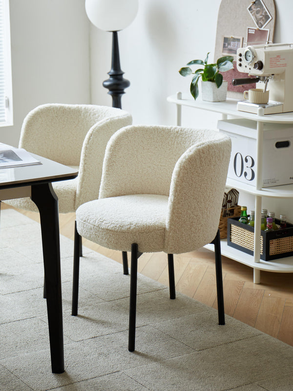 GRIMSTAD Set of 2 Metal and White Bouclé Chairs