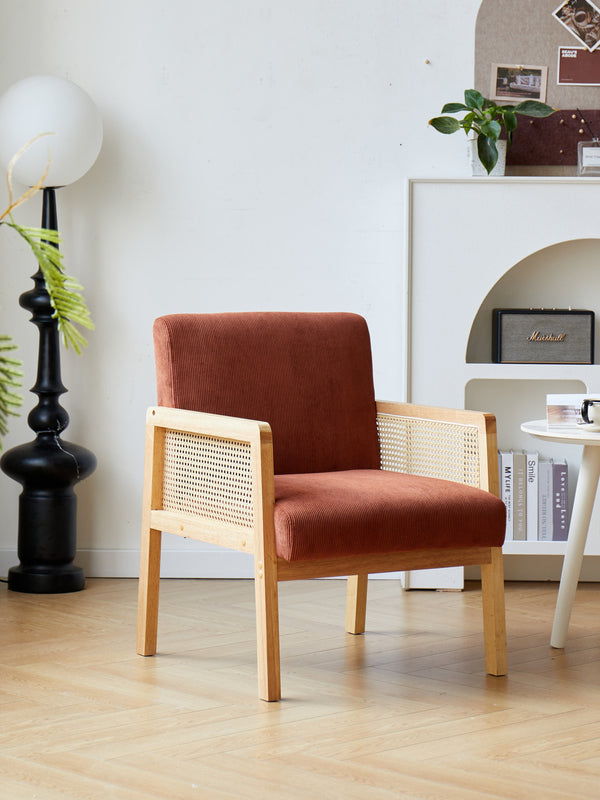 BORGO Wood and Terracotta Cane Lounge Chair