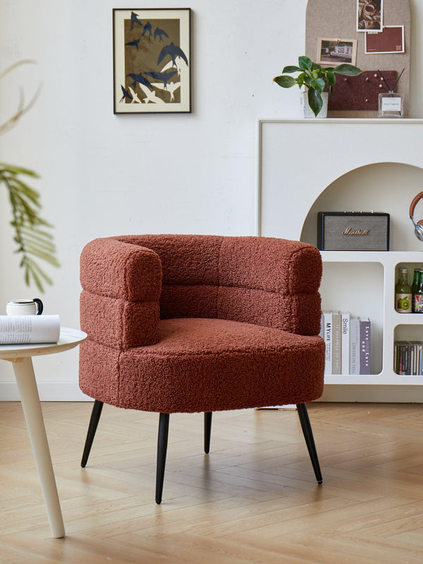 KORGEN Metal and Terracotta Bouclé Lounge Chair