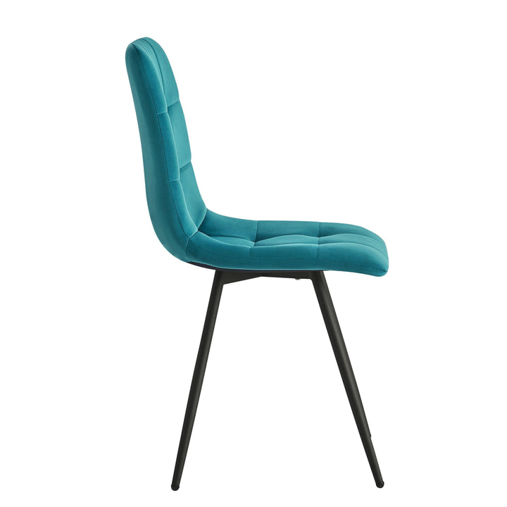 Lot de 2 chaises en métal et velours bleu canard