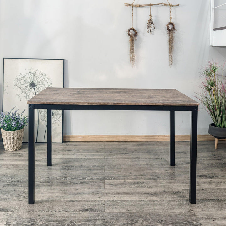 Table a manger 4 personnes en métal et bois gris L120