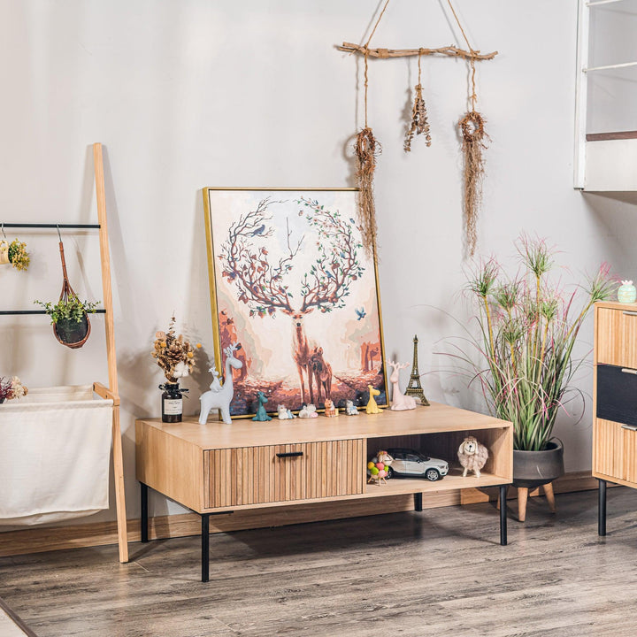 Table basse en bois massif et metal