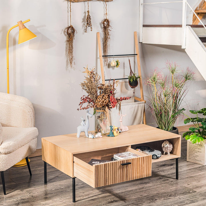 Table basse en bois massif et metal