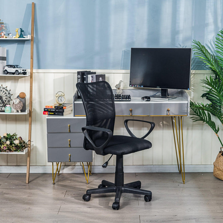 Chaise de bureau réglable en tissu noir