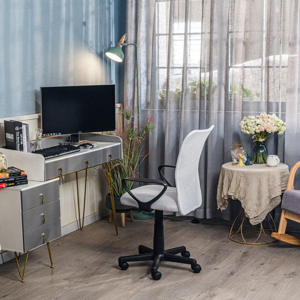 Chaise de bureau réglable en tissu blanc