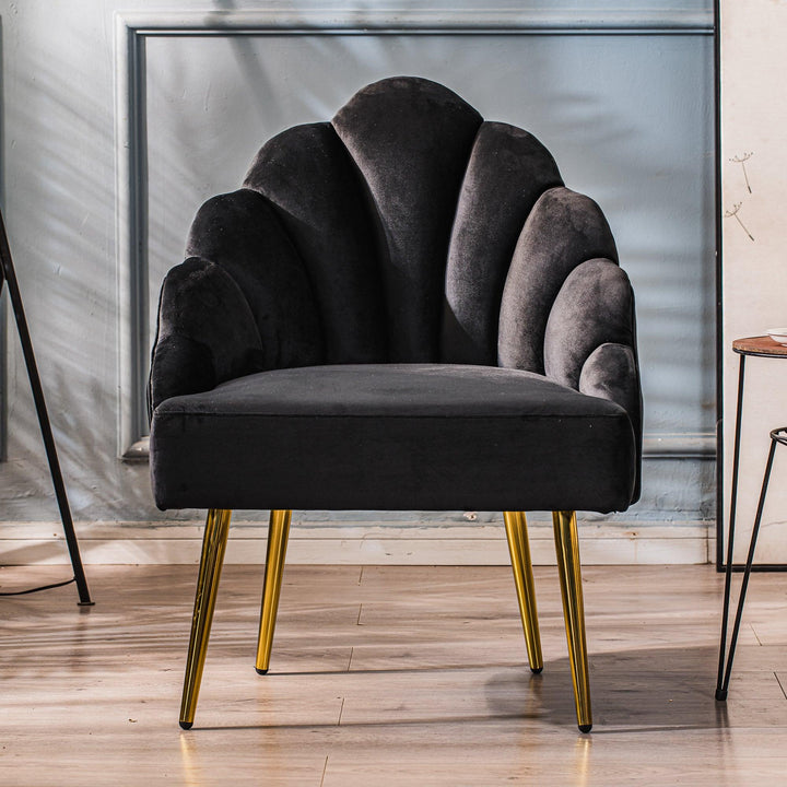 Fauteuil retro en métal et velours noir