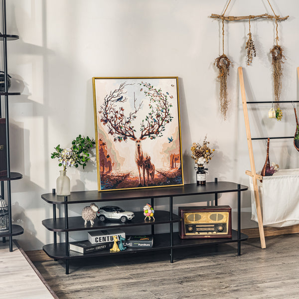 COLEMAN Metal and Black Wood TV Stand