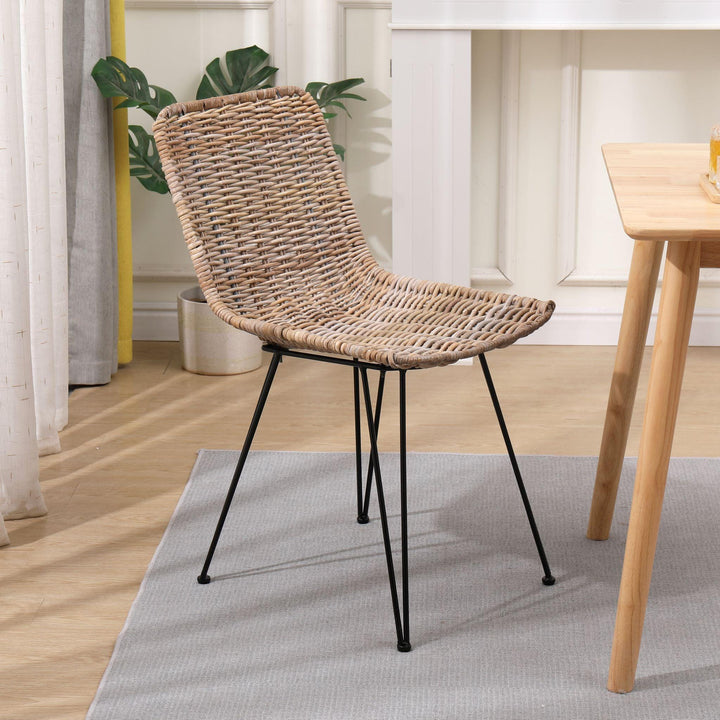 Lot de 2 chaises en métal et fibres naturelles