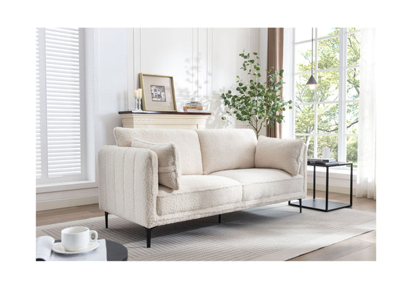 NUUK 3-Person Metal and White Bouclé Sofa