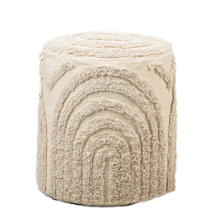 Pouf en tissu a motifs beige