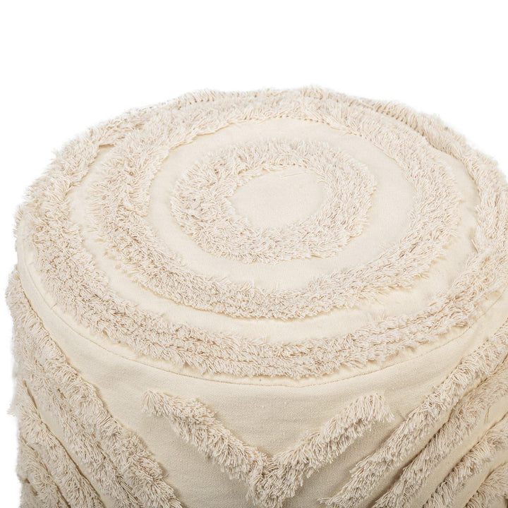 Pouf en tissu a motifs beige