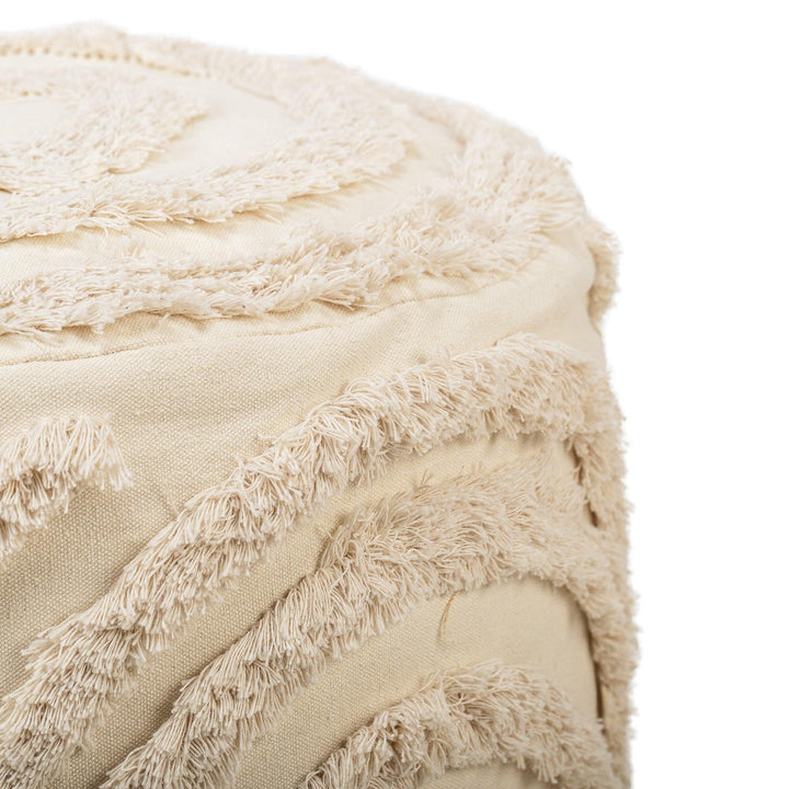 Pouf en tissu a motifs beige