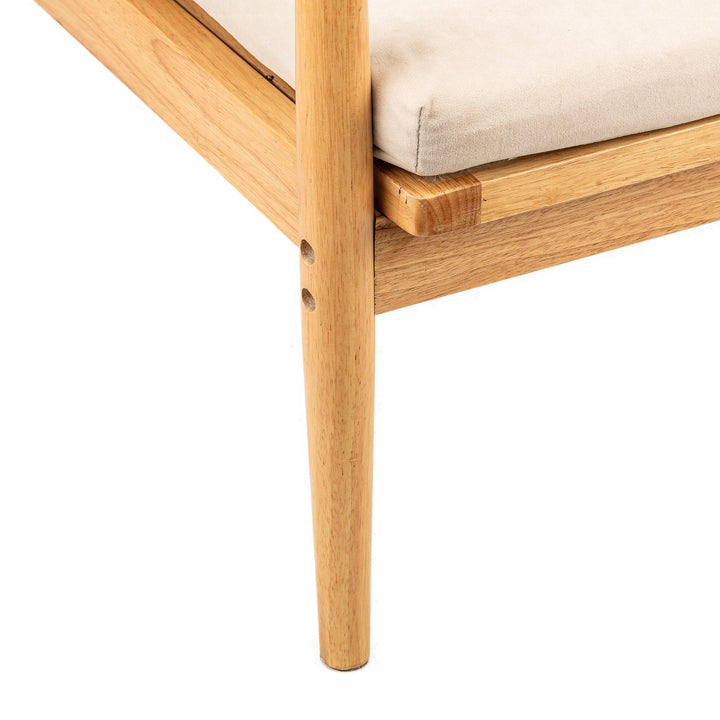 Fauteuil de salon en bois massif et tissu beige