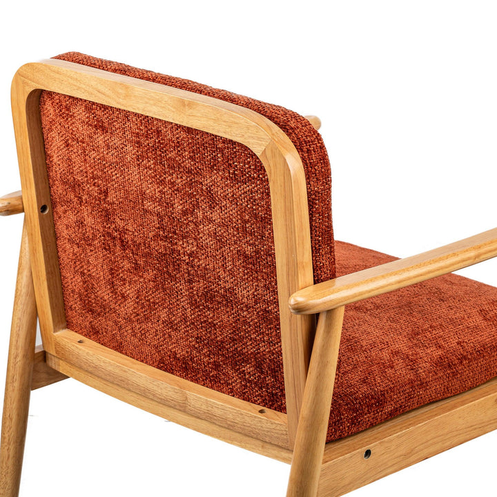 Fauteuil de salon en bois massif et tissu terracotta