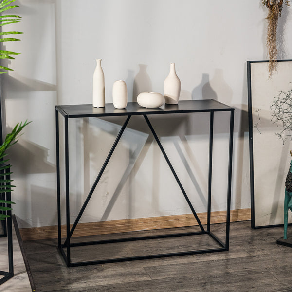 SOLNA Industrial Black Metal Console Table