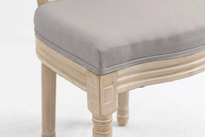 Lot de 2 chaises en bois avec assise en tissu gris fonce