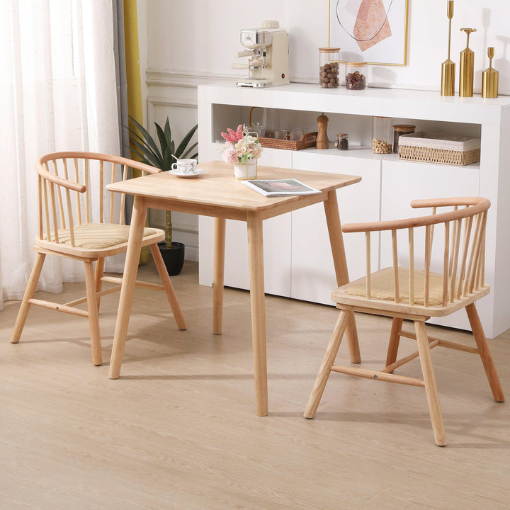 Lot de 2 chaises en bois massif et rotin naturel