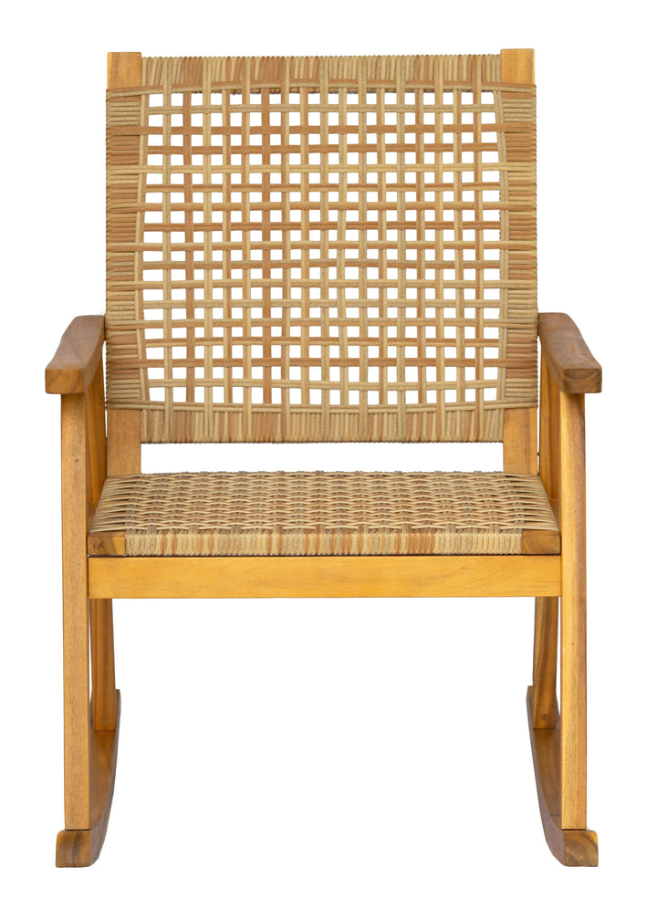 Rocking chair en acacia massif et corde