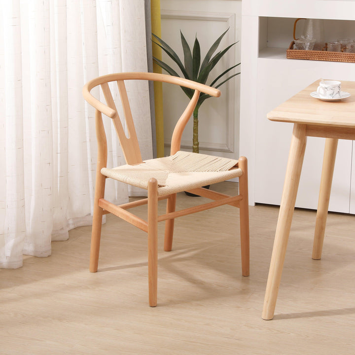 Lot de 2 chaises en bois massif et corde naturelle