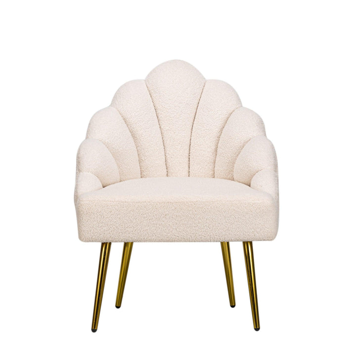 Fauteuil retro en métal et bouclettes blanches