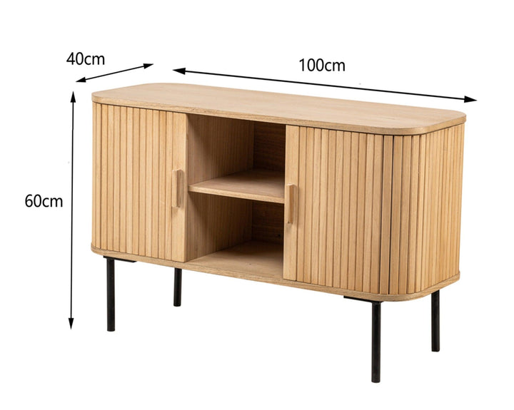 Meuble TV 2 portes en bois et metal