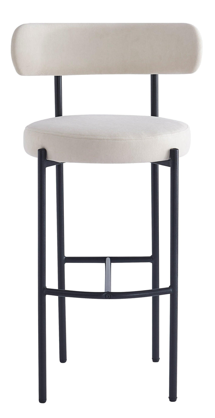 Lot de 2 tabourets de bar en métal et velours beige