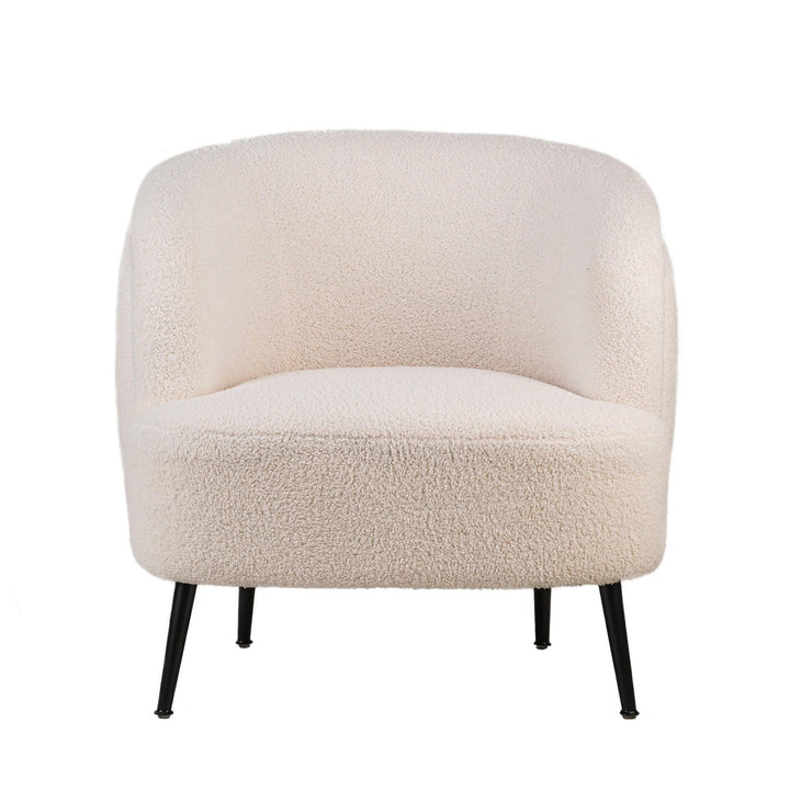 Fauteuil de salon en métal et bouclettes blanches