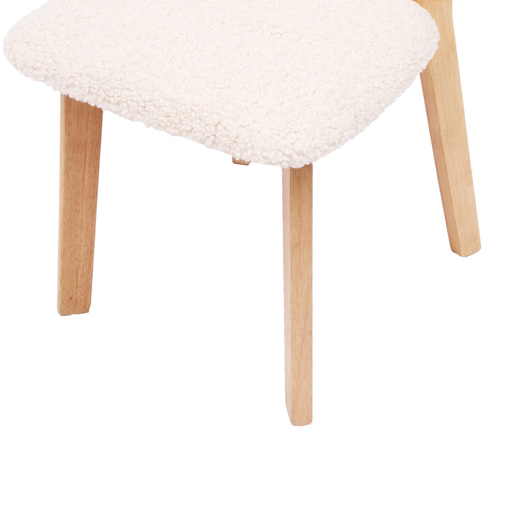 Lot de 2 chaises en bois massif et bouclettes blanches