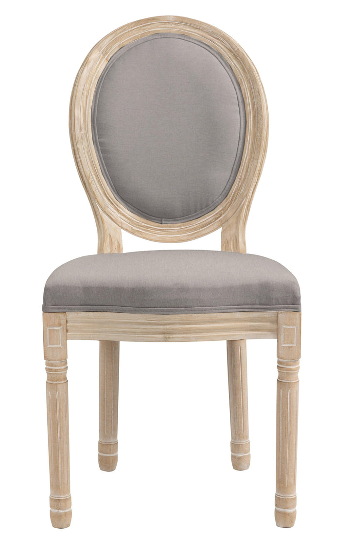 Lot de 2 chaises en bois avec assise en tissu gris fonce