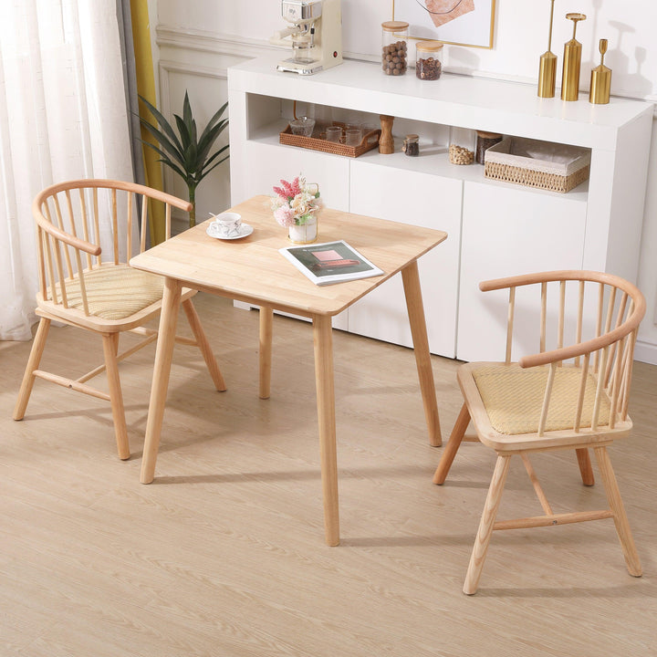 Lot de 2 chaises en bois massif et rotin naturel