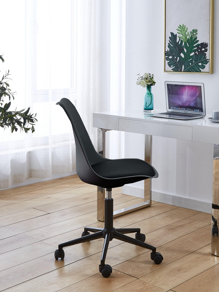 Chaise de bureau en polypropylène et simili noir