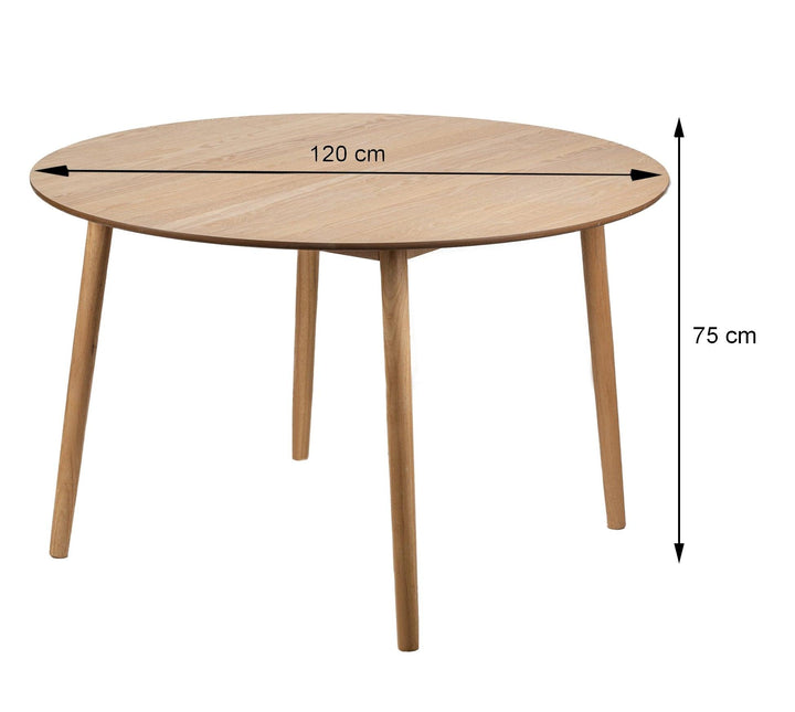 Table a manger 6 personnes en pin massif D120 coloris naturel